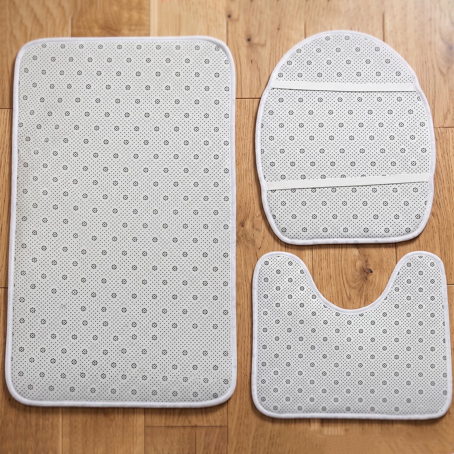 Non-slip TPR rubber backing of bathroom bath mat set