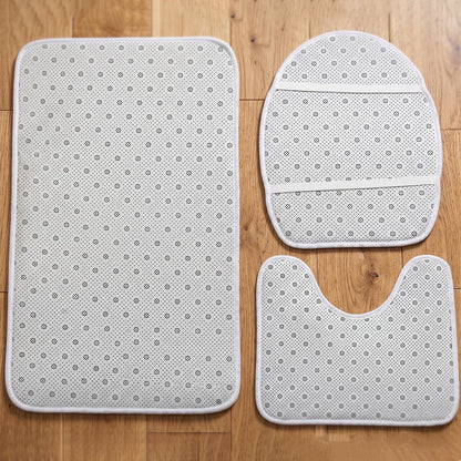 Non-slip TPR rubber backing of bathroom bath mat set