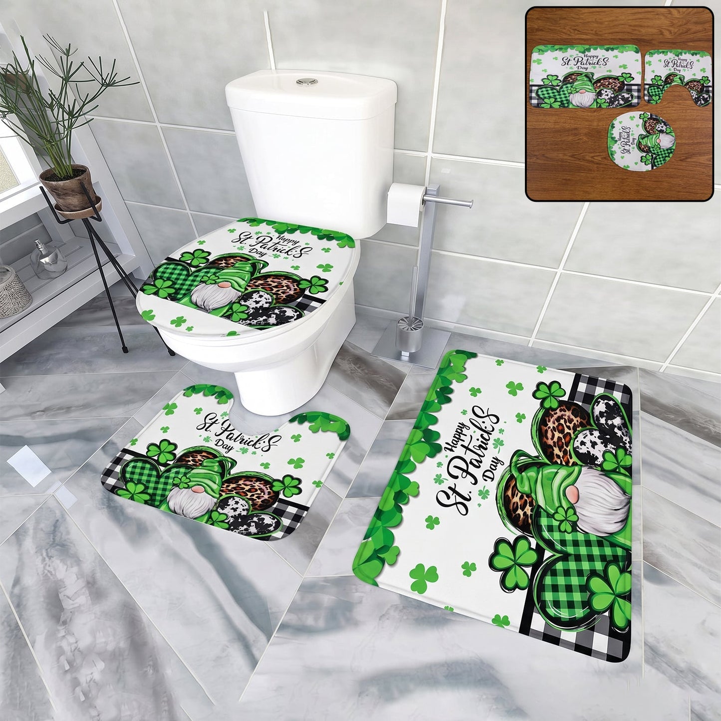 3 in 1 Bathroom Mat Set main image installed in bathroom