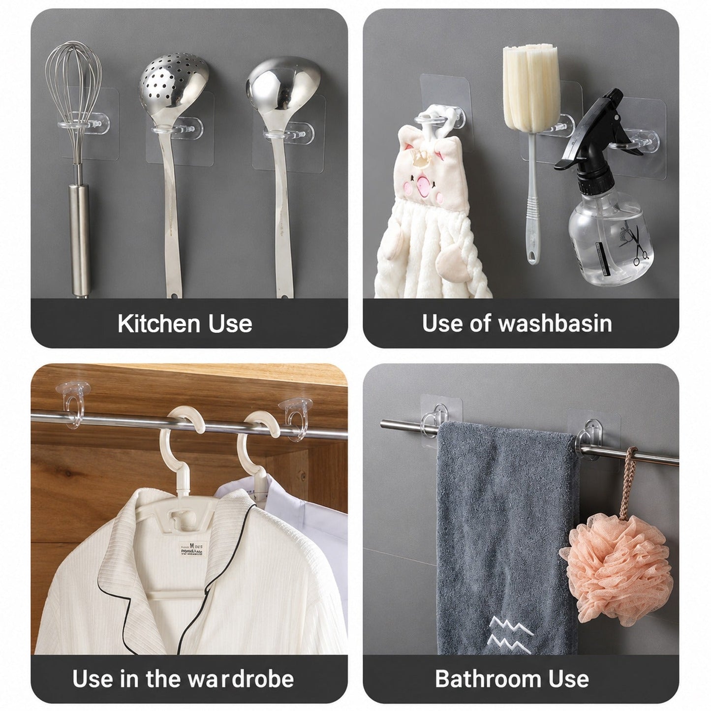 Transparent Multipurpose Adhesive Wall Holder Hook (1 Pc)