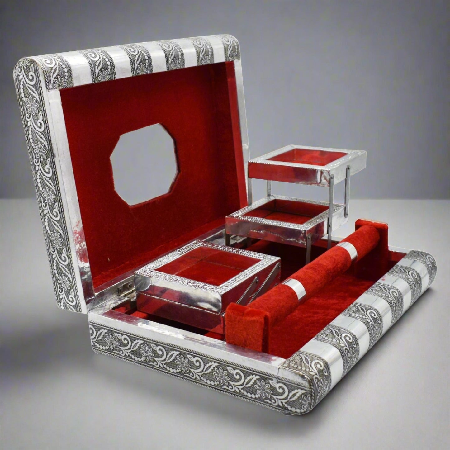 Elegant oxidised wooden jewellery organizer for bangles and accessories India