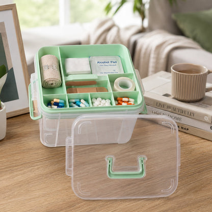 Plastic Medicine Storage Box With Lid for First Aid, Tablet & Healthcare Organizer (1 Pc)