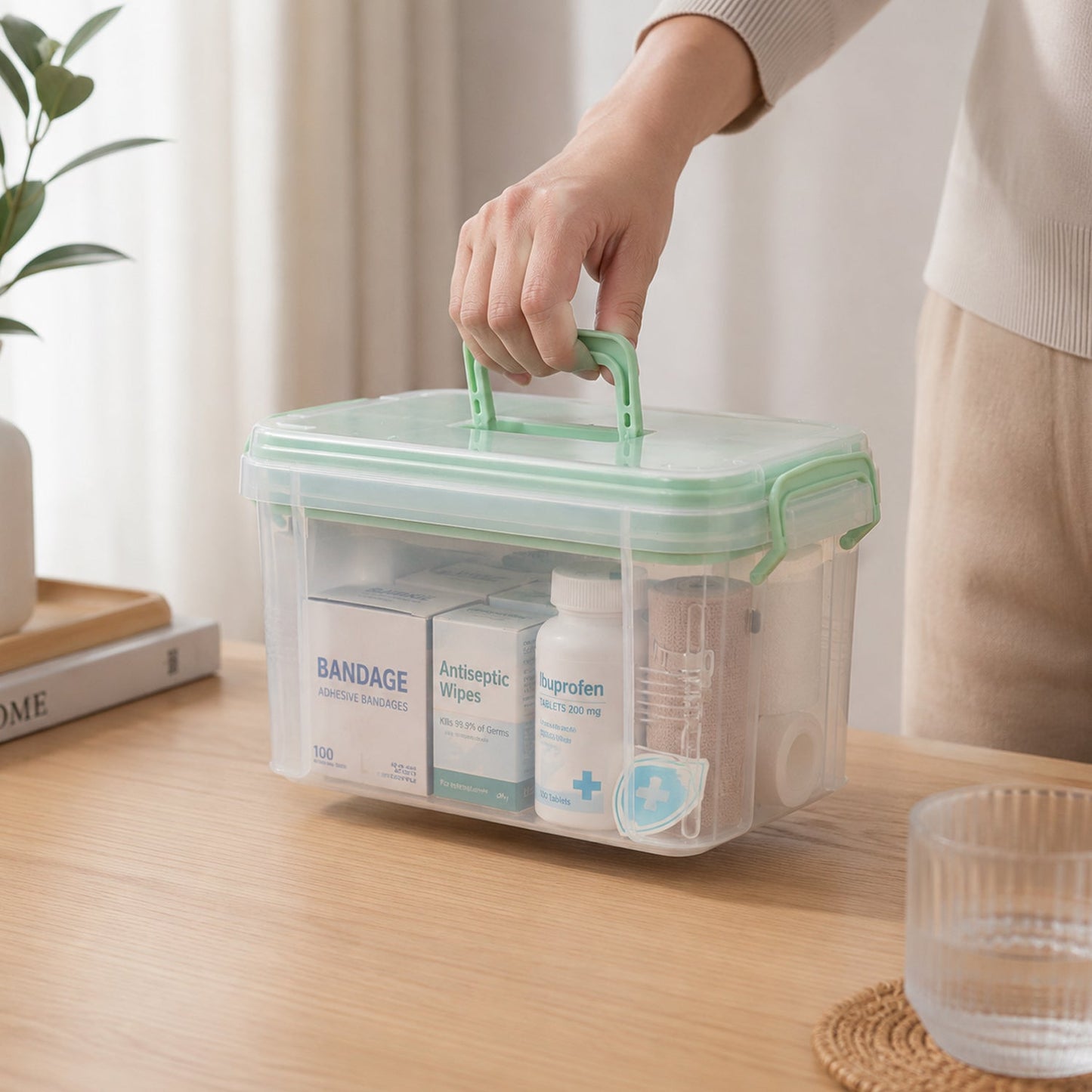 Plastic Medicine Storage Box With Lid for First Aid, Tablet & Healthcare Organizer (1 Pc)