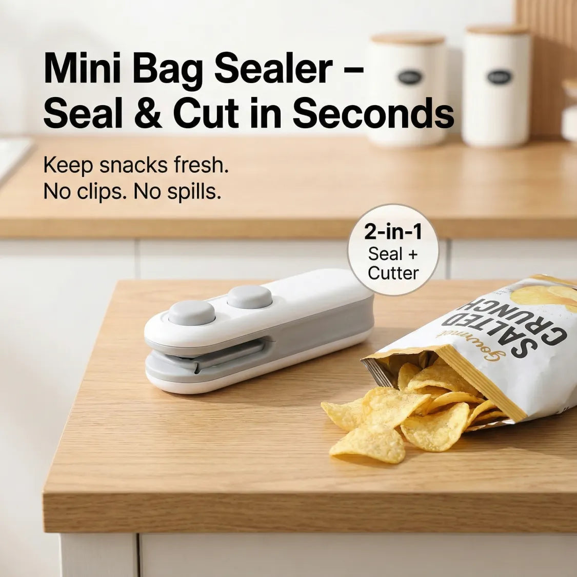  Mini Bag Sealer, 2 in 1 Seal & Cutter Heat Sealers - key feature close-up