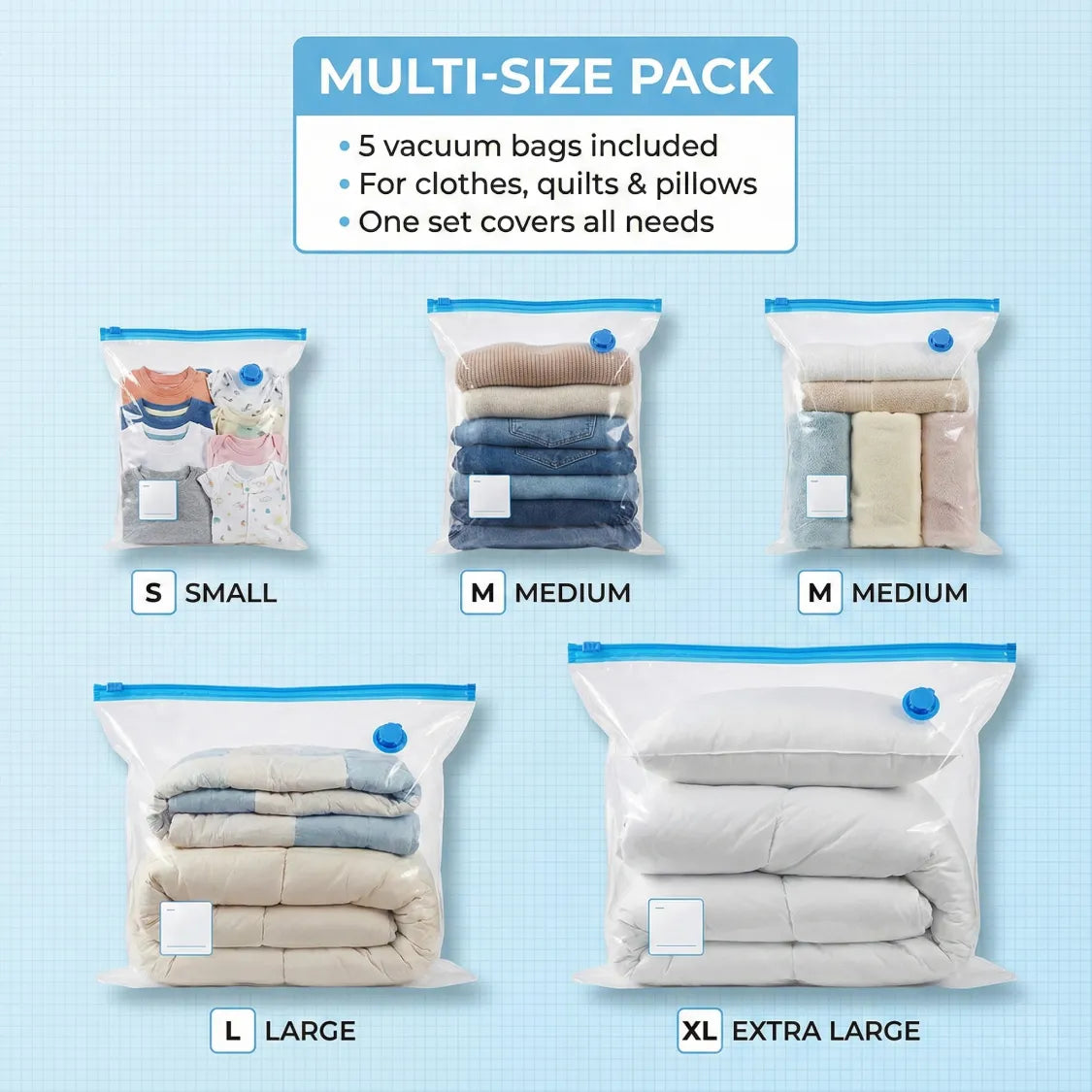  Vacuum Storage Compression Bags 5 Pcs - feature