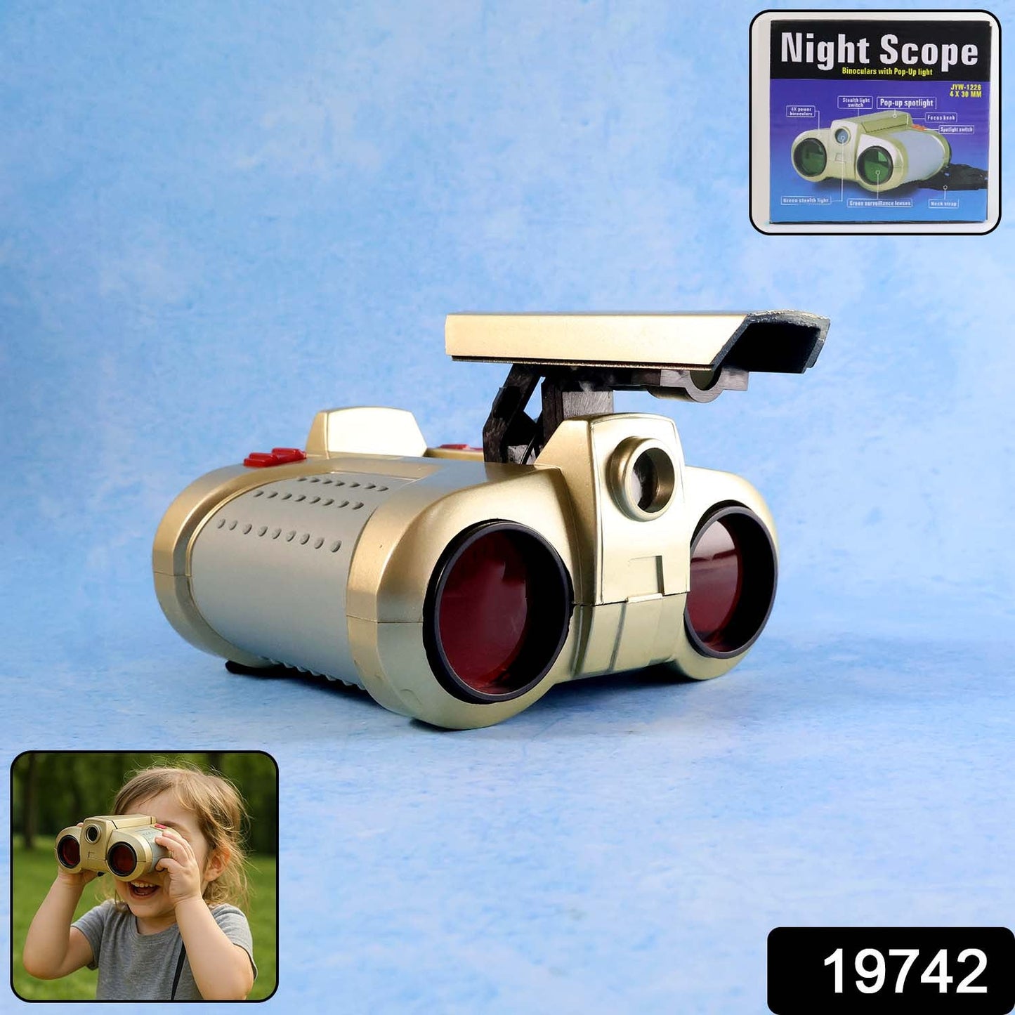 Kids Night Scope Toy Binoculars with Pop-Up Spotlight (1 Pc)