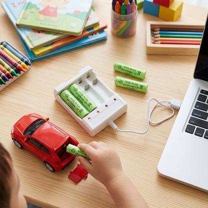 AA battery charger with batteries