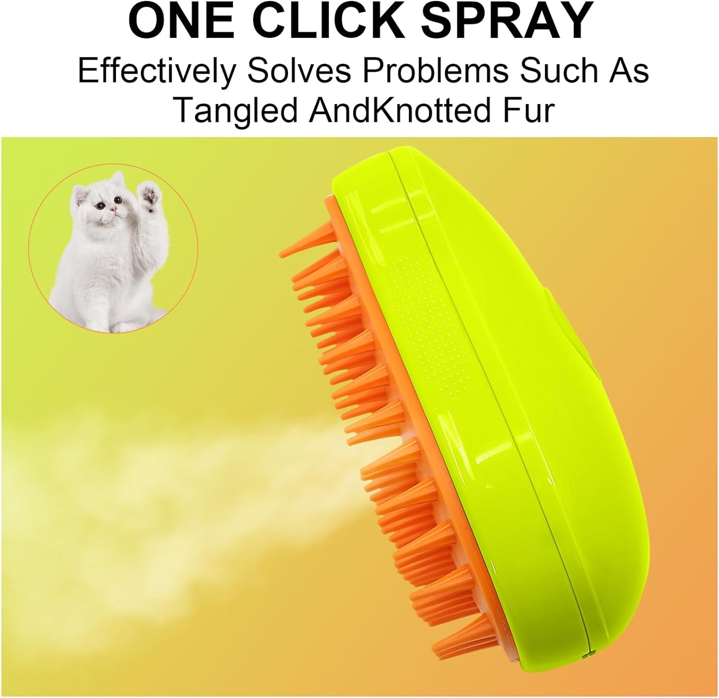 3-in-1 Cat Steamy Brush – Self-Cleaning Pet Grooming & Hair Removal Comb