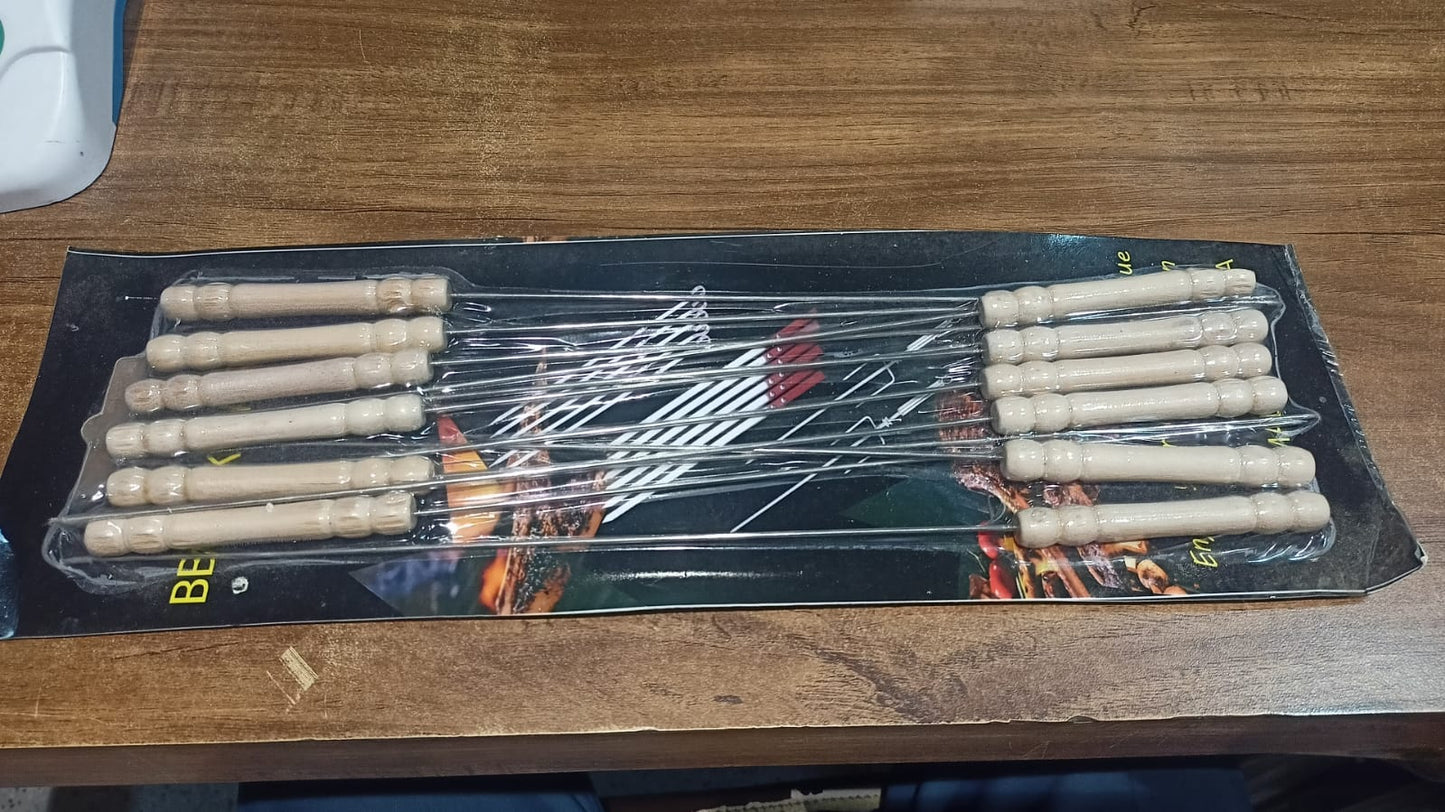 BBQ Tandoor Skewers Grill Sticks for Barbecue (Pack of 12)
