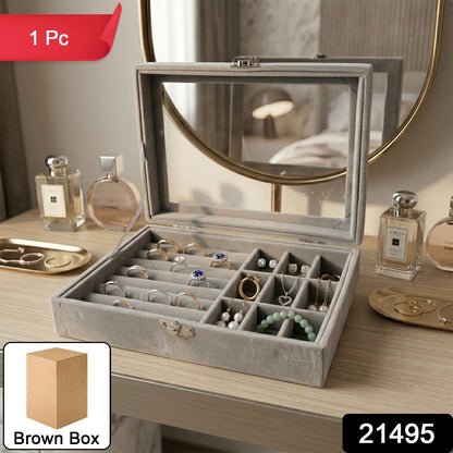 Velvet jewellery organizer box open showing ring earring storage India