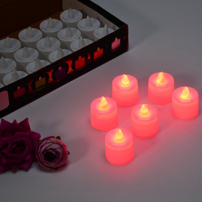 Red LED Tealights Smokeless Flameless Candles for Home Decor, Diwali (24 Pcs)