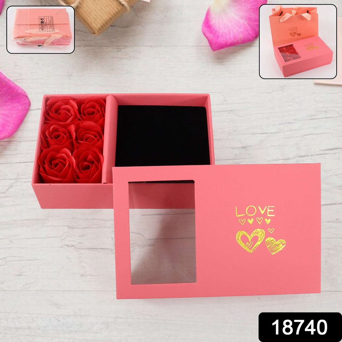 Jewellery gift box with roses and lid for necklace and ring India