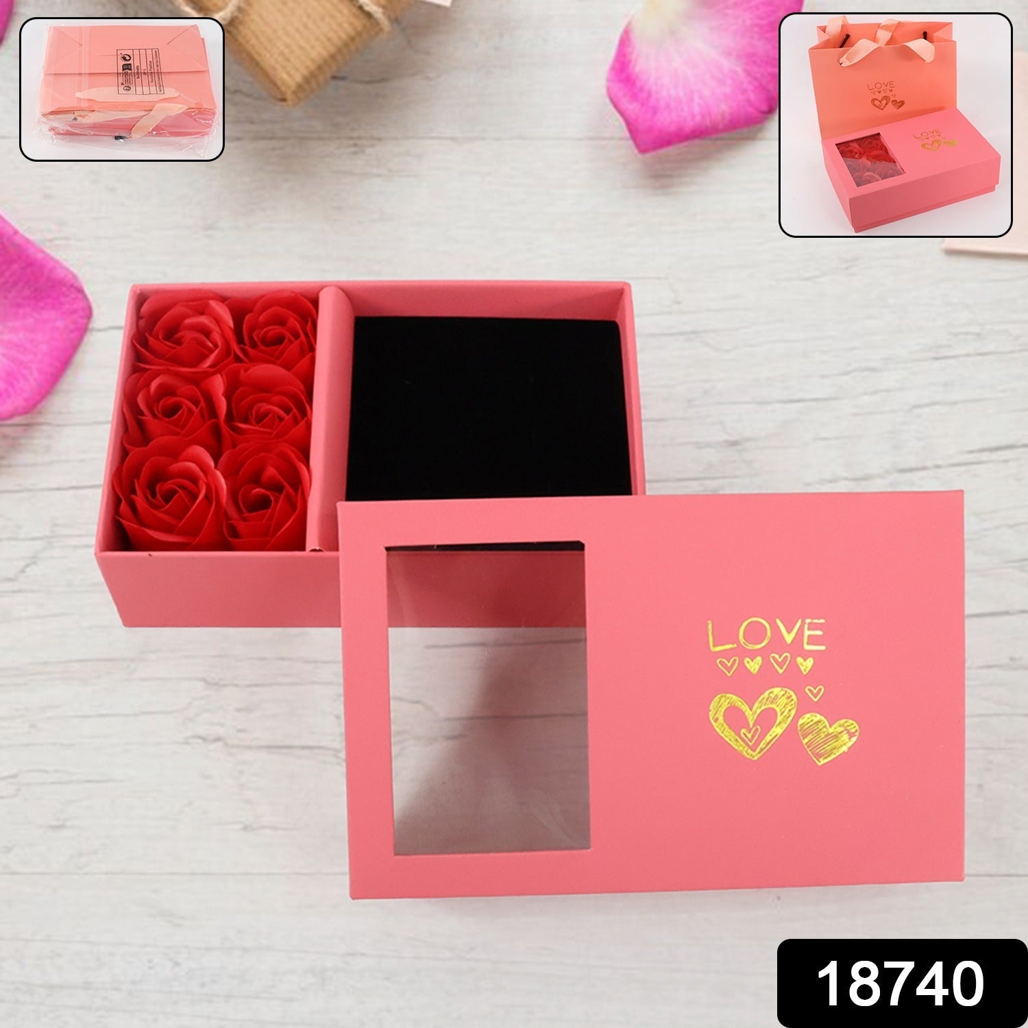 Jewellery gift box with roses and lid for necklace and ring India
