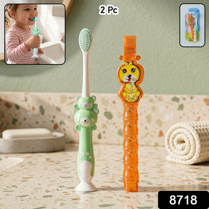 Kids Toothbrush with Cute Cartoon Whistle Toy Set (2 Pc Set)