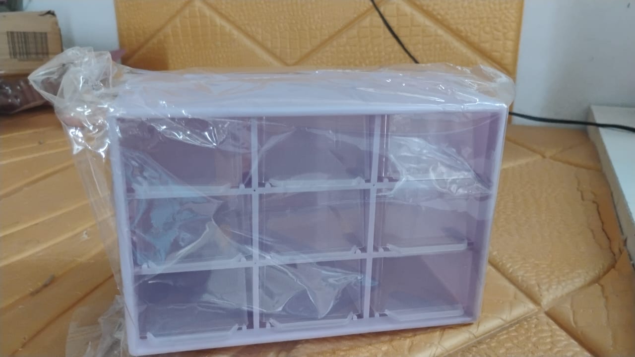 Multi-drawer jewellery organizer 9 sections transparent India