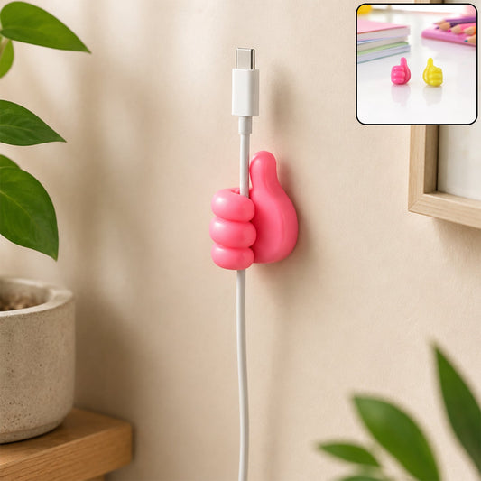 Mix Thumb Shape Wire Holder main pink cable on wall