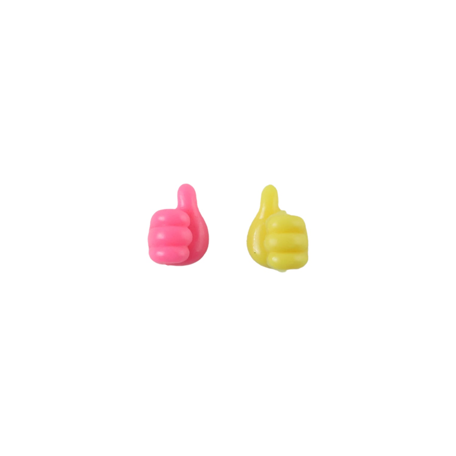 Thumb shape wire holder white background pink yellow both