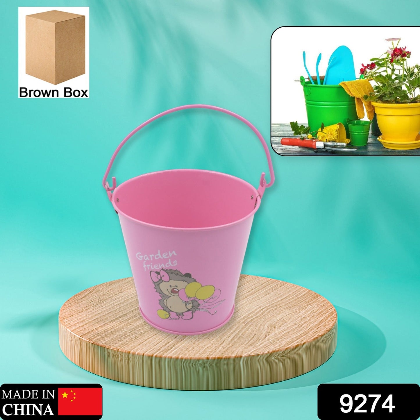 Small Metal Bucket for Plants & Decor (1 Pc, With Handle)