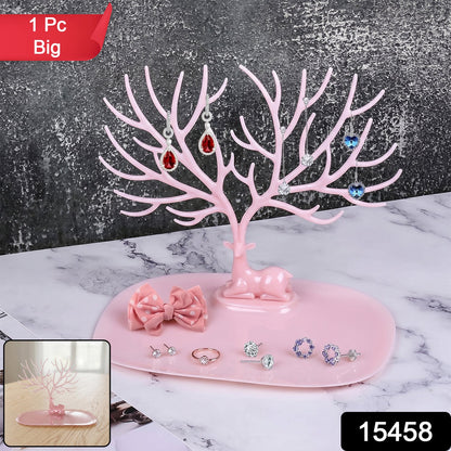 Large pink deer antler jewellery stand side view India