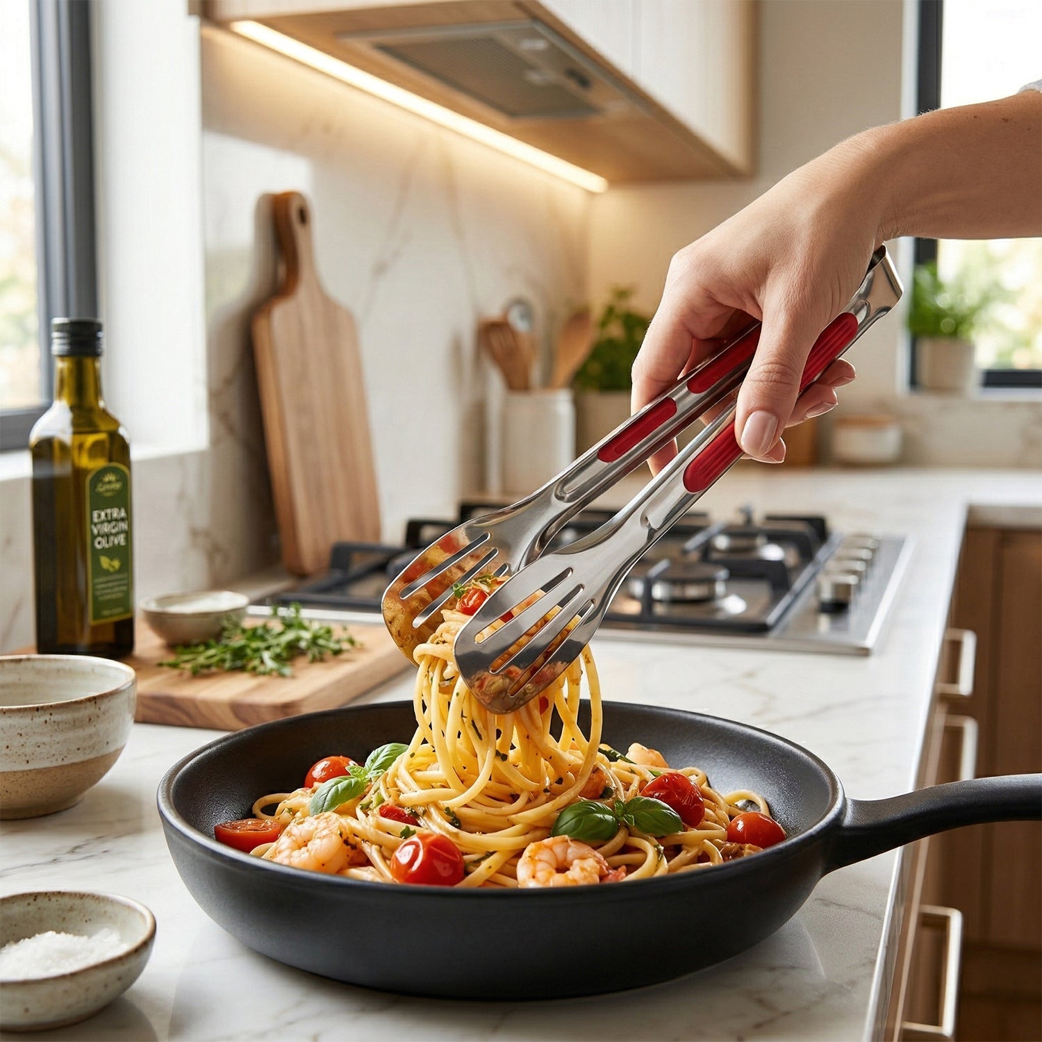 stainless steel food serving tongs