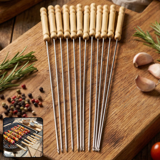 wooden handle BBQ skewers set