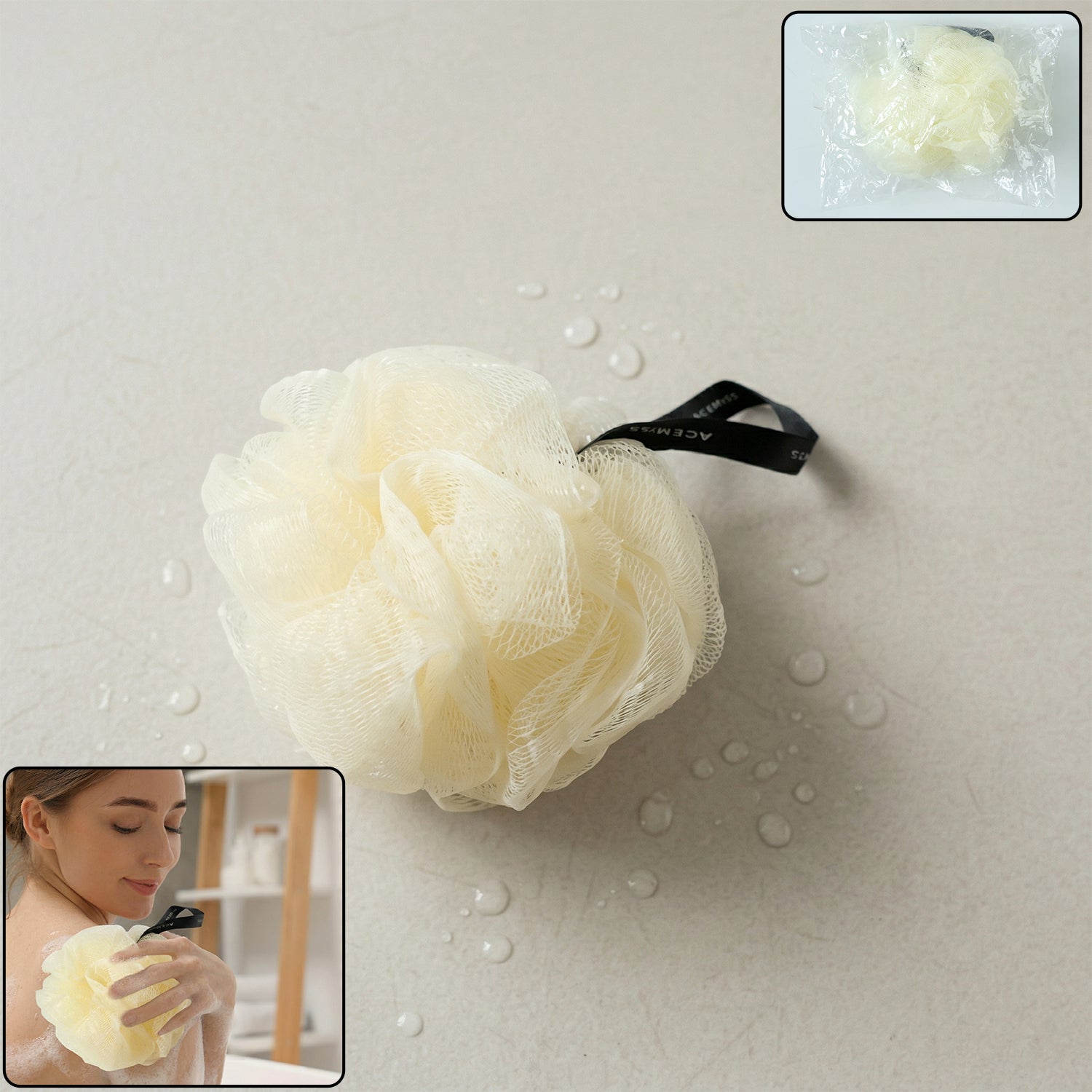 Soft mesh bath loofah scrubber