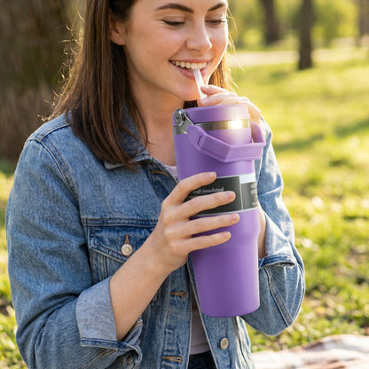 Premium Stainless Steel Vacuum Insulated Travel Mug Tumbler  (890ML / 1 Pc / Mix Color)