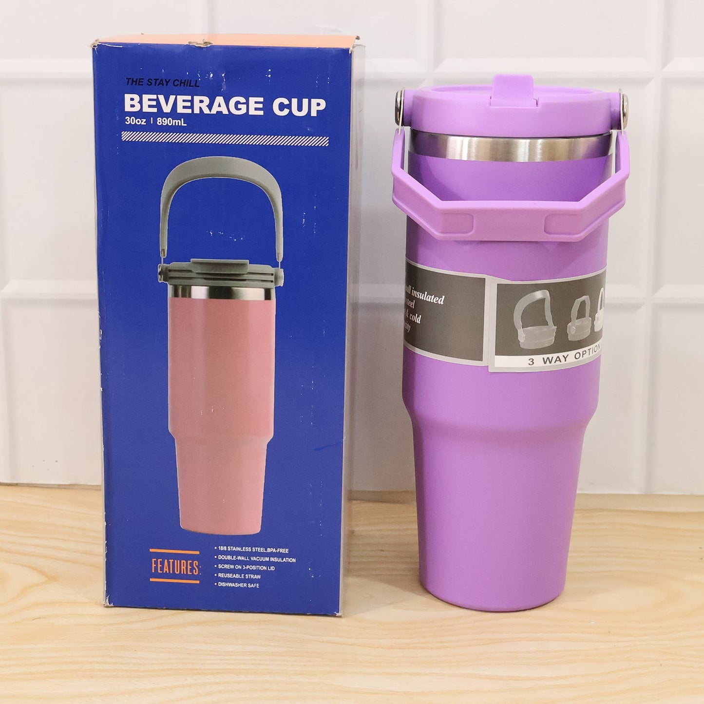 Premium Stainless Steel Vacuum Insulated Travel Mug Tumbler  (890ML / 1 Pc / Mix Color)