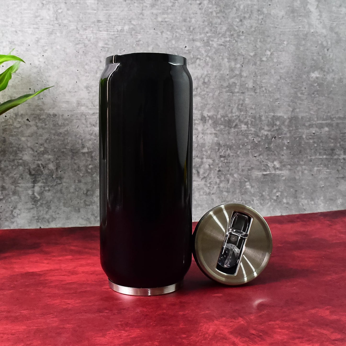 Stainless Steel Can-Shaped Vacuum Flask Built-In Straw 500ml Approx, Tumbler (1 Pc)