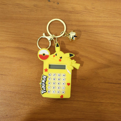 Cute Yellow Cartoon Character Calculator Keychain with Mini Digital Display (1 Pc)