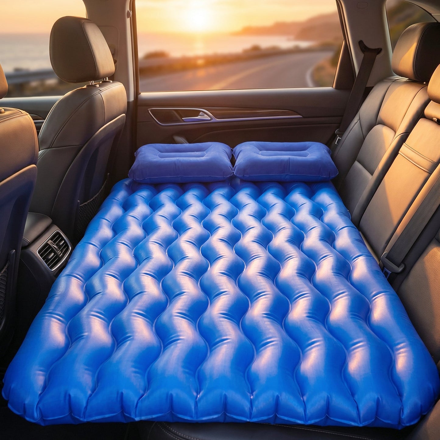 Comfortable Car Air Mattress Bed Set with Inflatable Headrest for Travel Relaxation (1 Set)