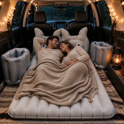Car Air Mattress Bed Set with Inflatable Cushions and Pump -1 Set (Mix Design)