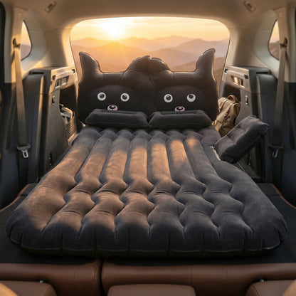 Cute Car Air Mattress Set with Black Cat Pillow for Comfortable Sleeping on the Go (1 Set)