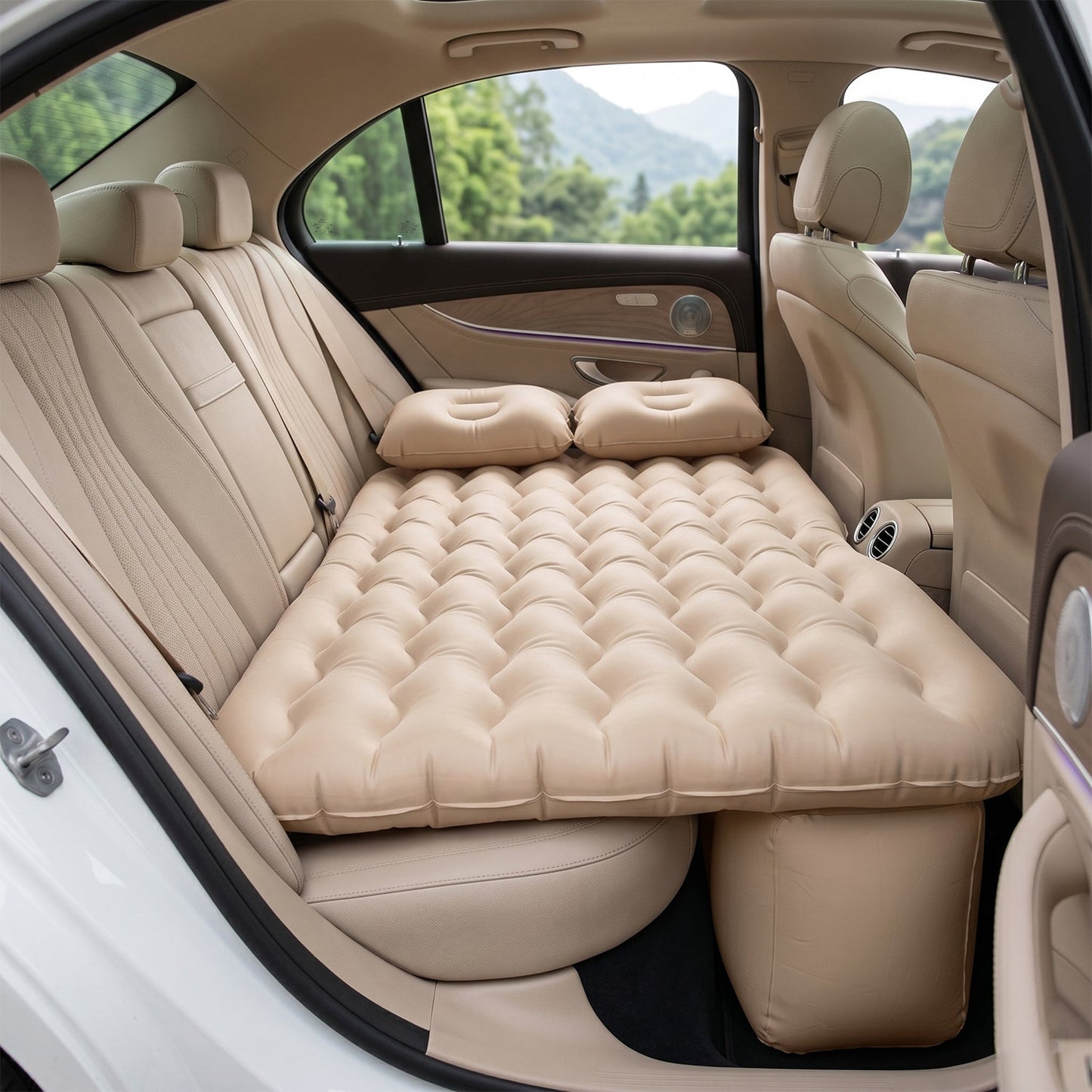 Car Air Mattress Bed Set with Inflatable Pillows and Air Pump for Comfortable Travel Sleeping (1 Set)