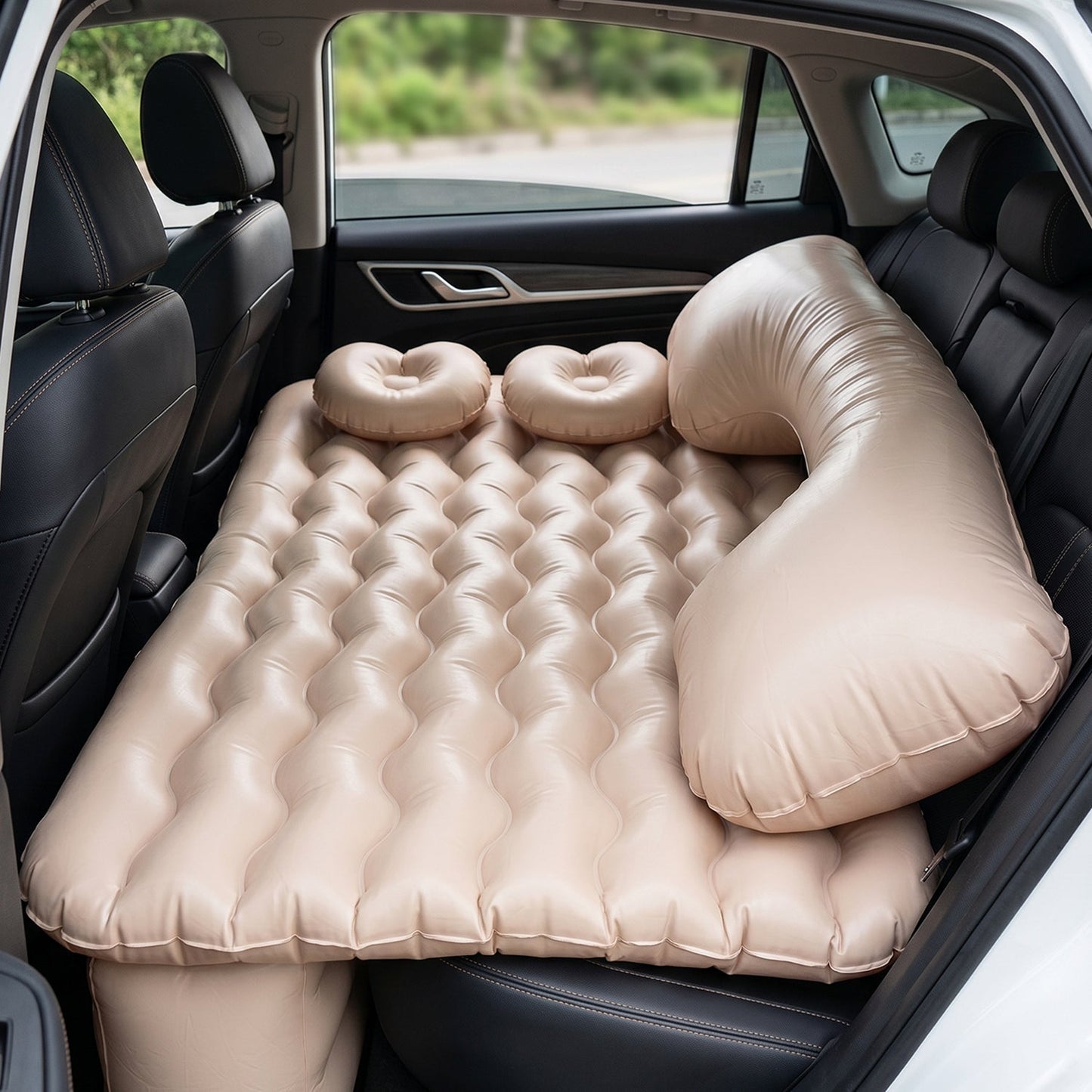 Car Air Mattress Bed Set with Inflatable Pillows and Air Pump for Comfortable Travel Sleeping (1 Set)