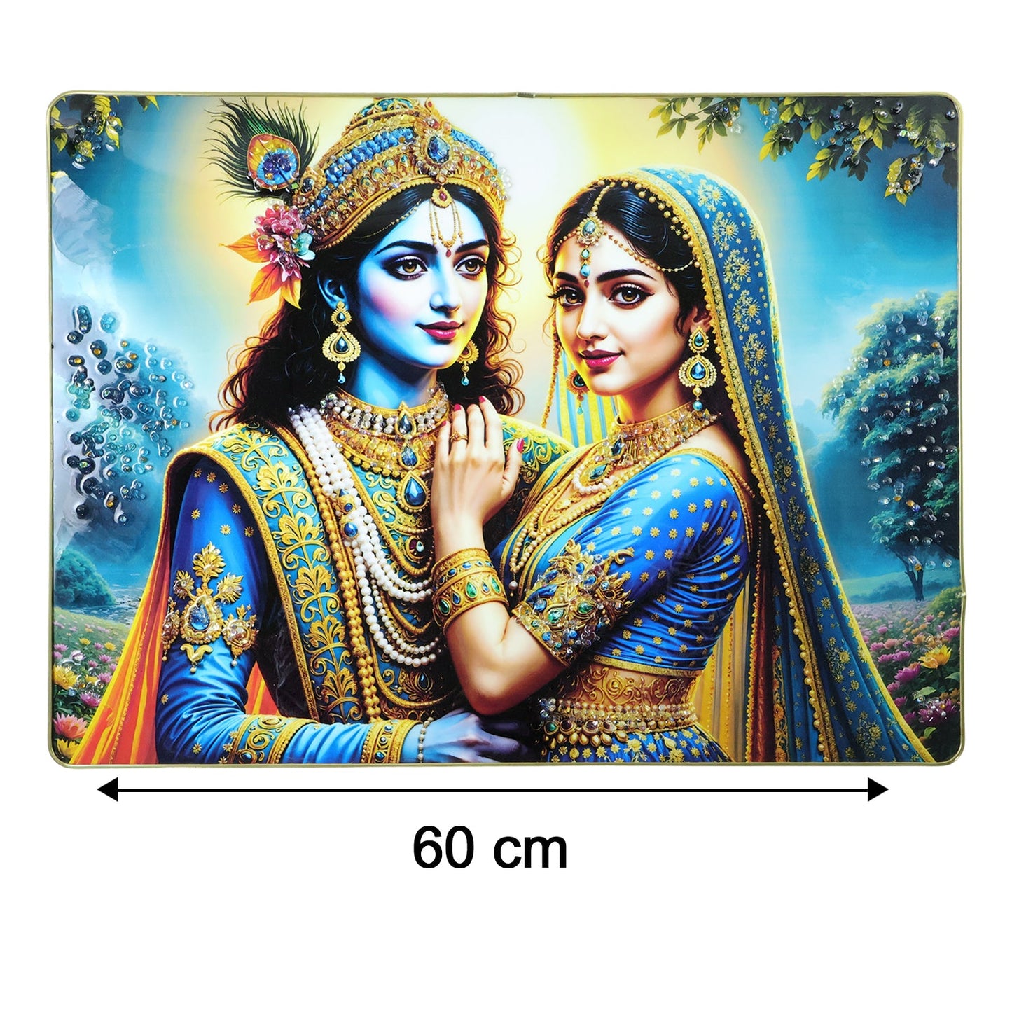Elegant Radha Krishna Artistic Wall Frame (1 Pc, 60x45 Cm)