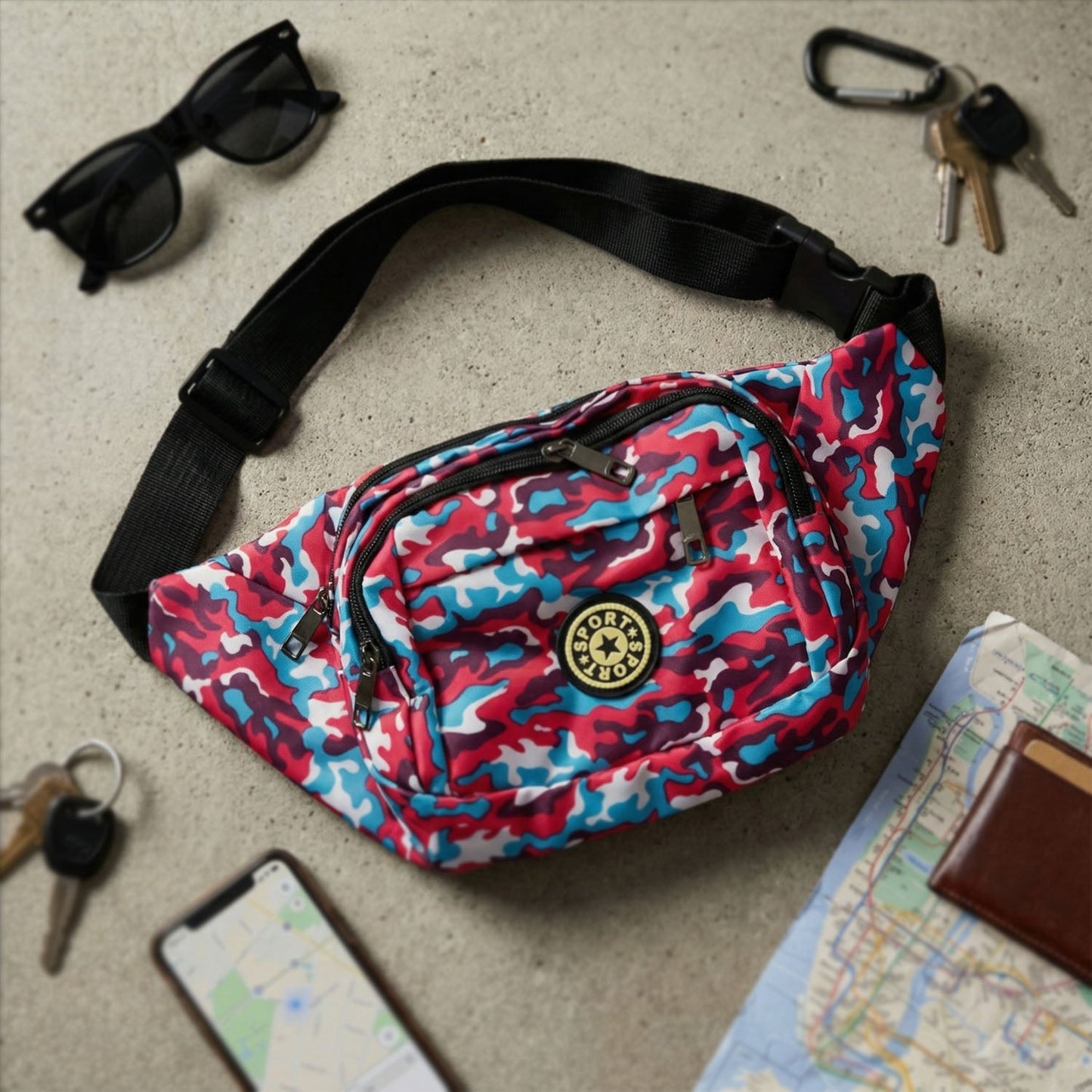 Stylish Multi-Purpose Waist Bag & Cross-body Sling Pouch (1 Pc)