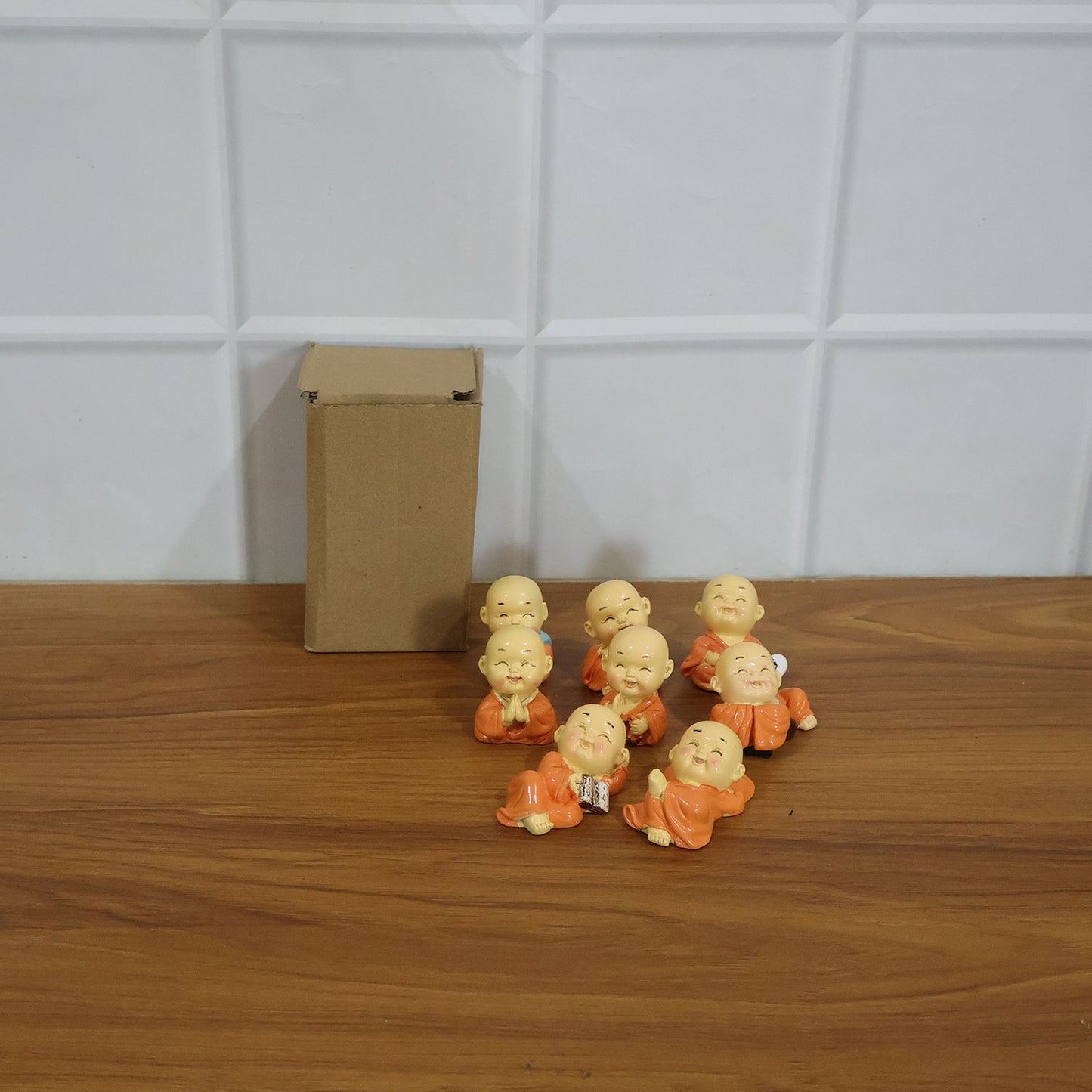 Adorable Mini Monk Buddha Idol Set (8 Pc)