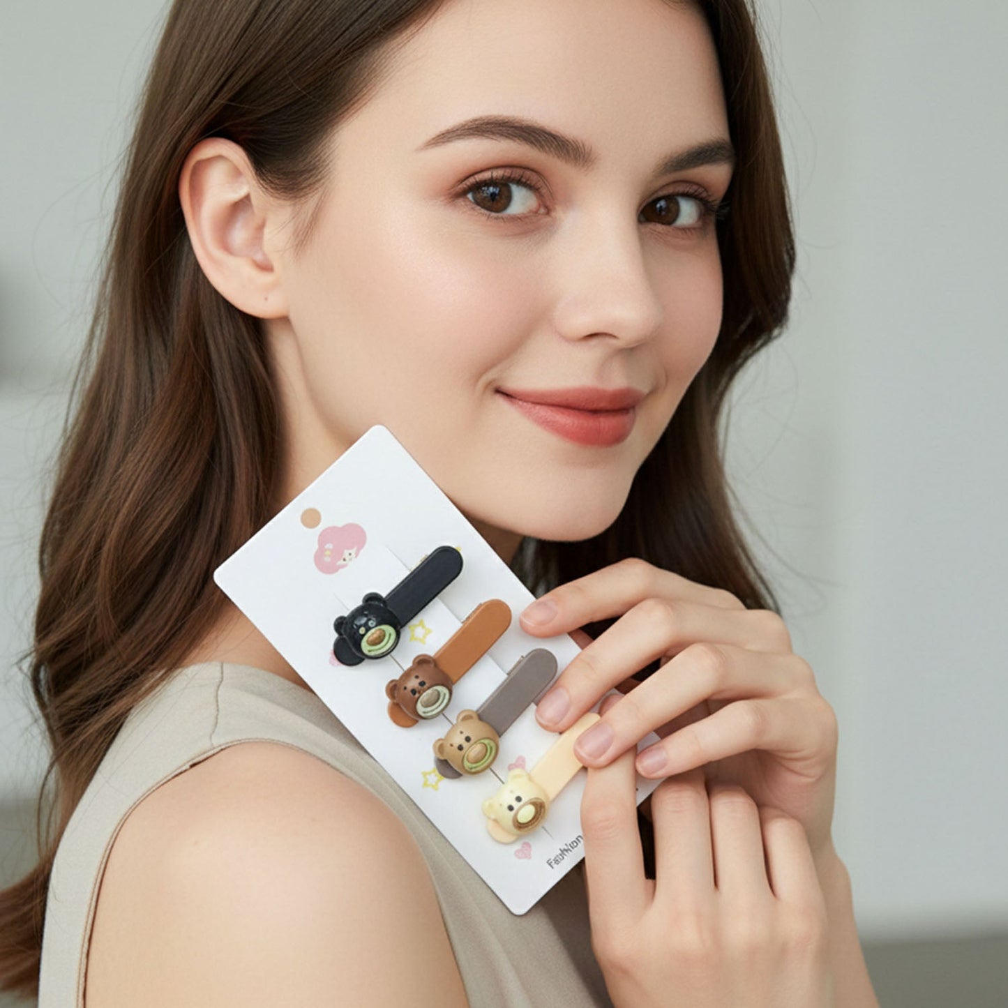 Adorable bear face hair pins