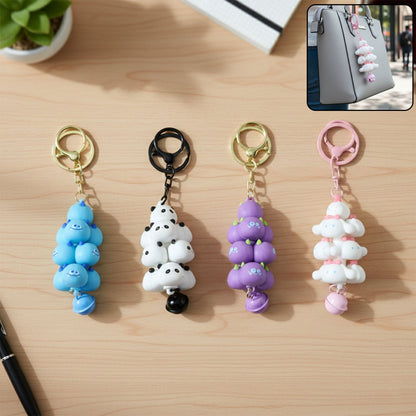 Cute cartoon cloud stack keychain with bell