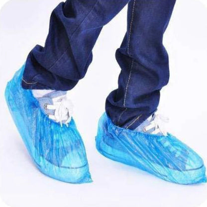 Disposable Plastic Shoe Cover Set with Elastic Fit (100 Pc Set)