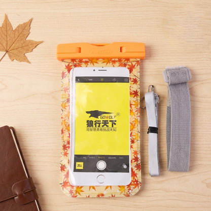 Orange maple leaf waterproof case with armband