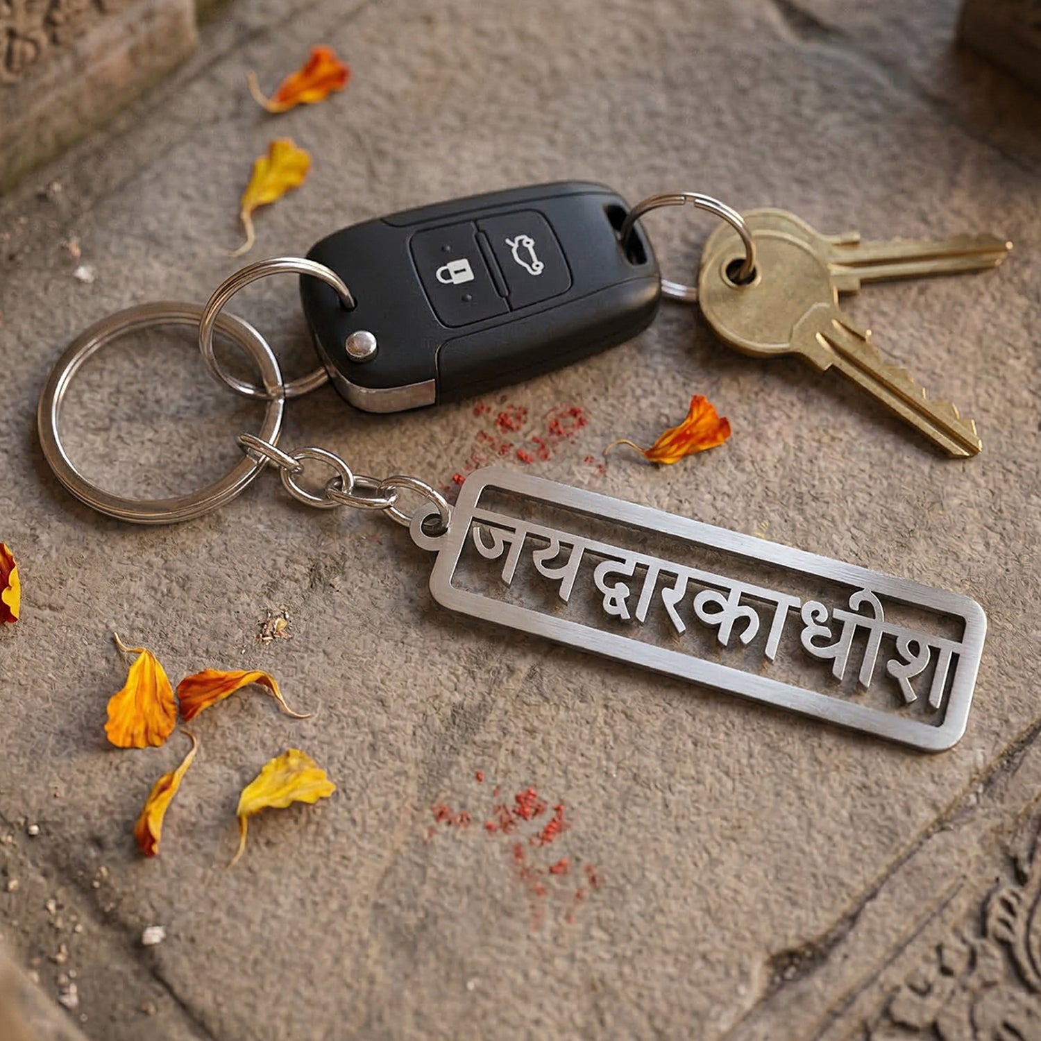 hindu devotional krishna keychain