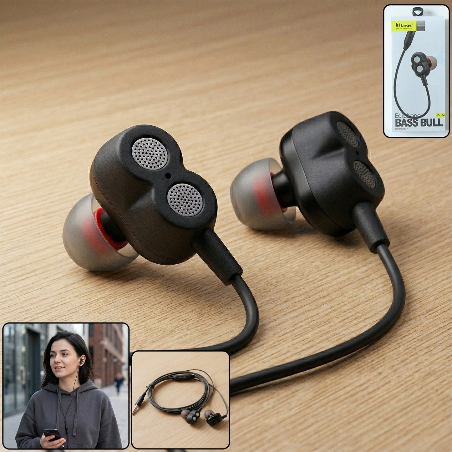 high bass stereo sound wired in ear earphones