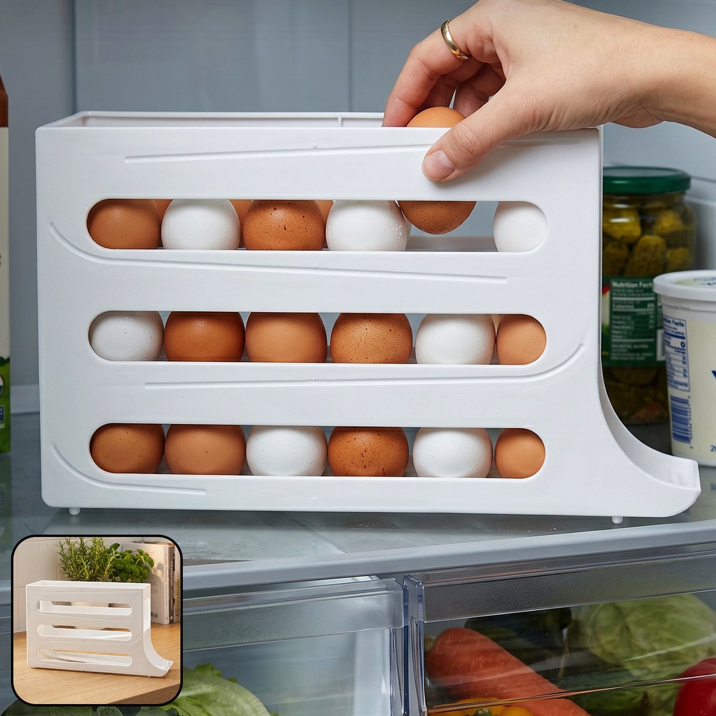Plastic egg storage organizer fridge