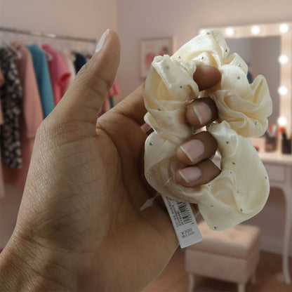 Stylish Fabric Hair Scrunchie with Bow Tie Design(1 Pc, Mix Color & Design)