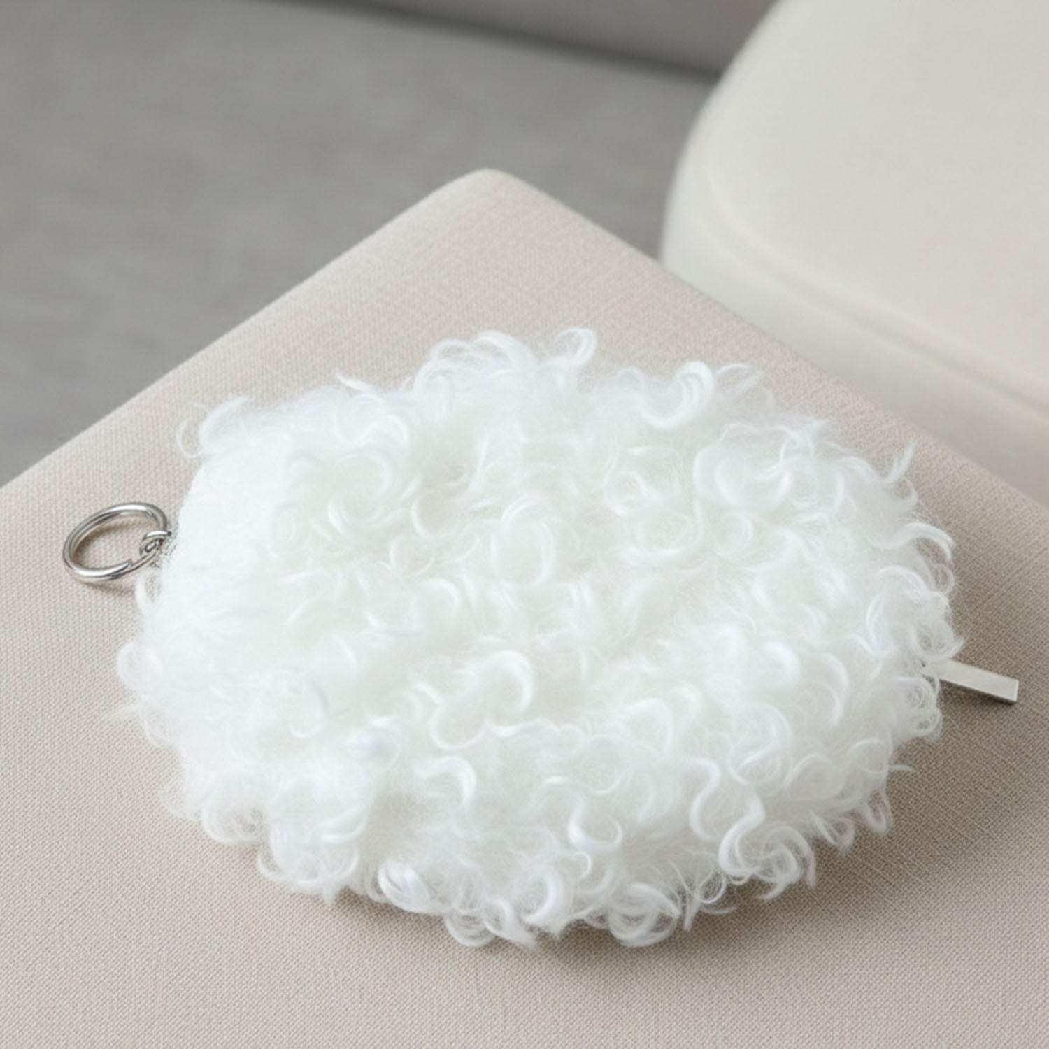 Soft fuzzy purse close detail
