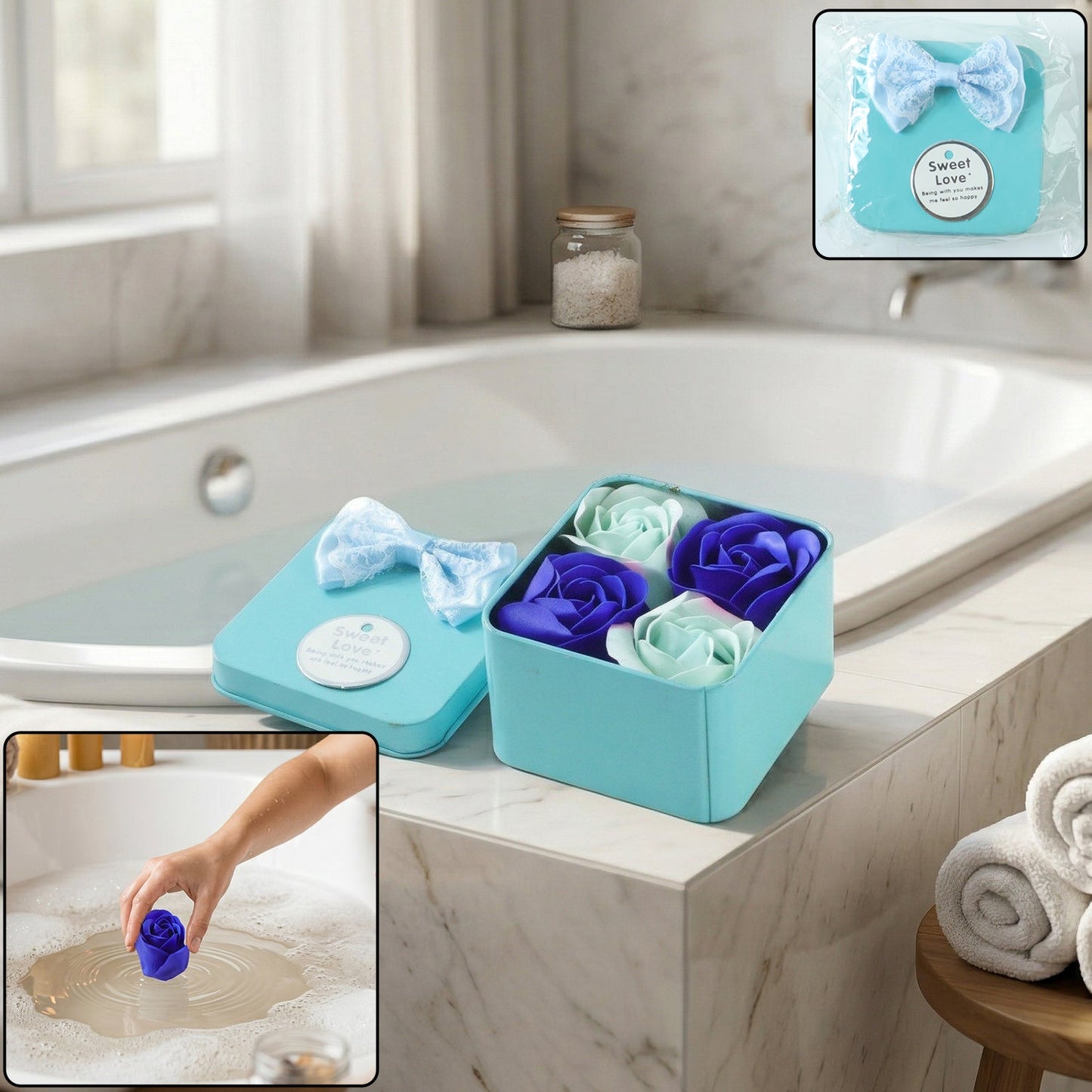 Rose flower soap gift set