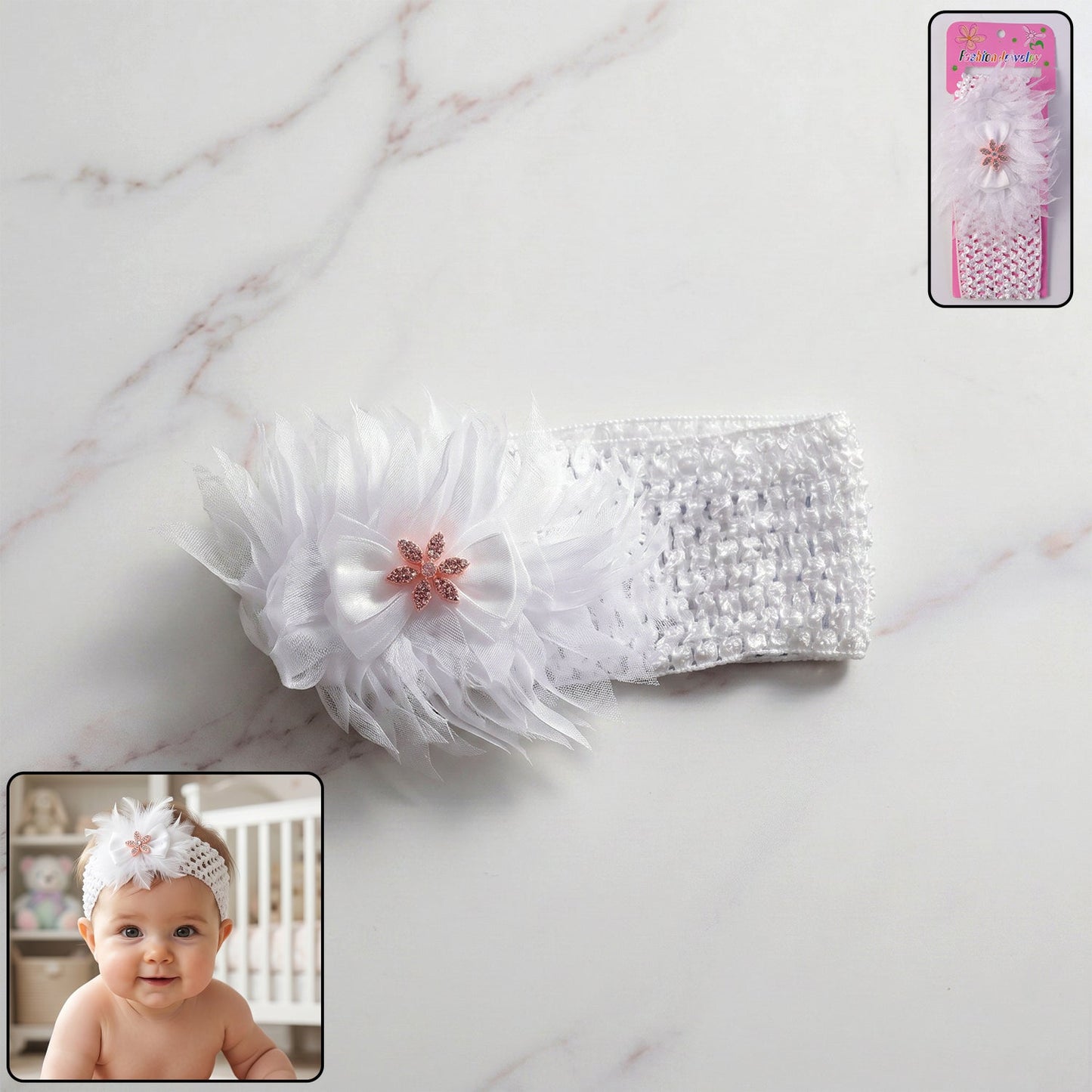 Cute Soft Elastic Floral Baby Headband Stylish Stretchable Hair Band (1 Pc)