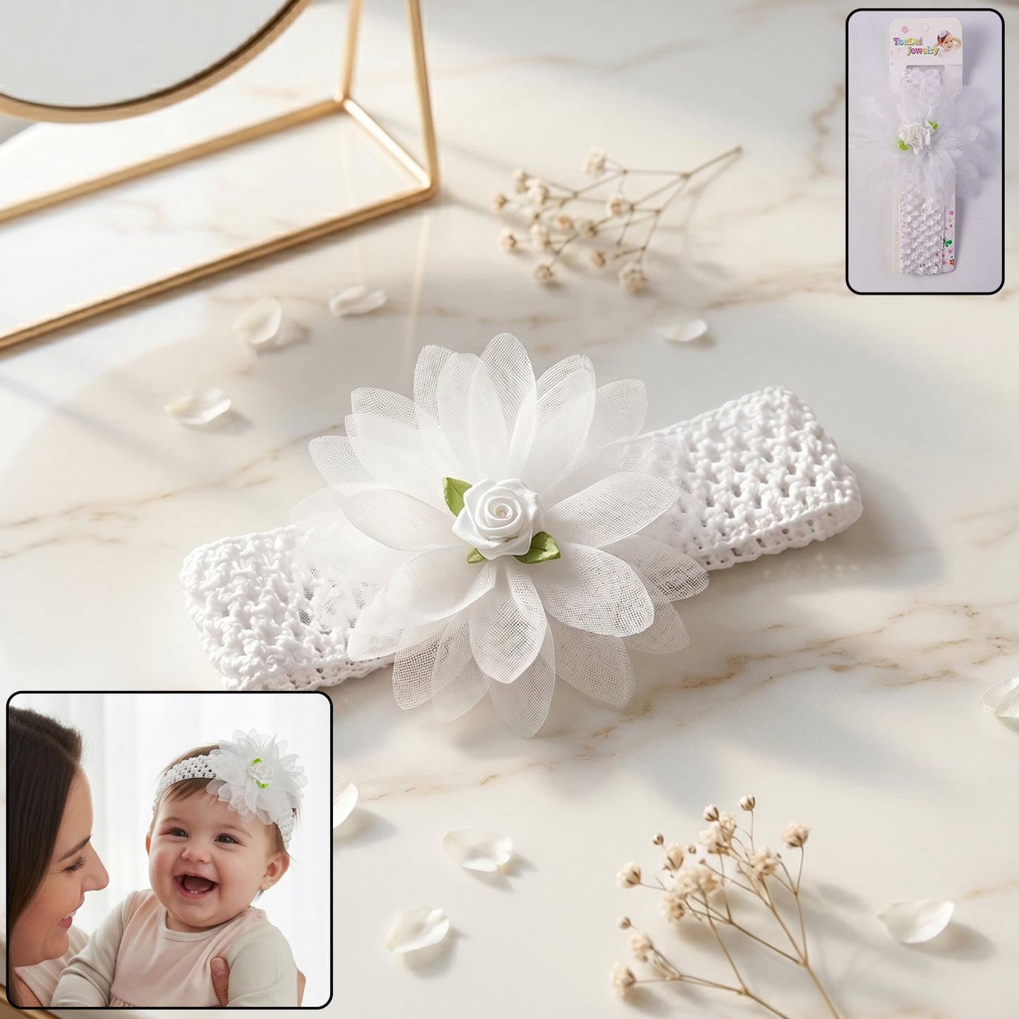 Cute Soft Elastic Floral Baby Headband Stylish Stretchable Hair Band (1 Pc)